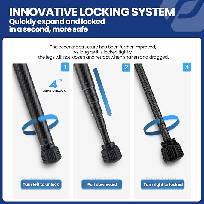 163cm Carbon Fiber Tripod & Monopod, 360° Ball Head, 12kg Load, for DSLR, X - Aircross 3, Blue - Fotopro AMZ