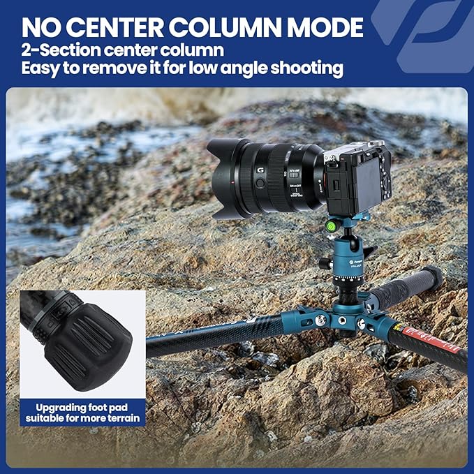 163cm Carbon Fiber Tripod & Monopod, 360° Ball Head, 12kg Load, for DSLR, X - Aircross 3, Blue - Fotopro AMZ