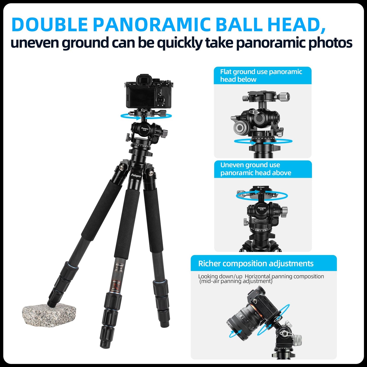 3 - Way Geared head. GH - 02 - Fotopro