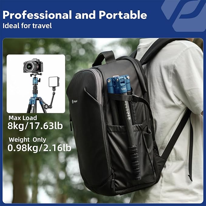57" Carbon Fiber Camera Tripod – Lightweight Travel Tripod with Ball Head & Monopod, Quick Release Plate, 8kg Load Capacity, Carry Bag - Fotopro AMZ