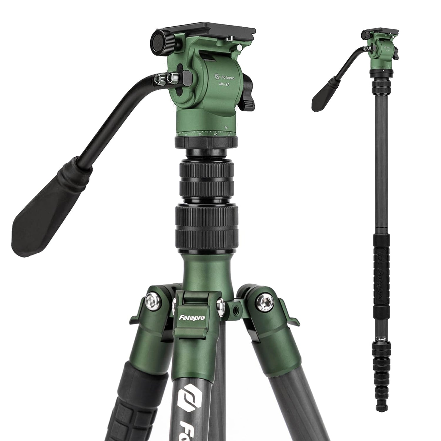 59" Carbon Fiber Video Tripod, With Monopod. X - Go Carbon Video - Fotopro
