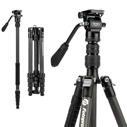 59" Carbon Fiber Video Tripod, With Monopod. X - Go Carbon Video - Fotopro