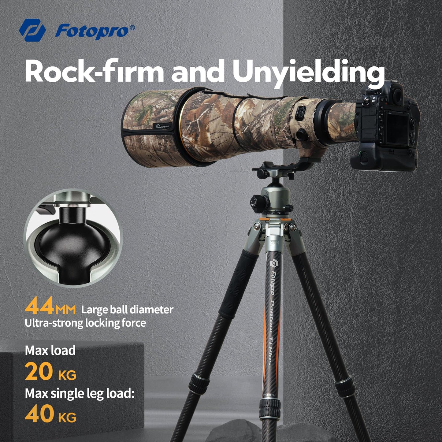 59'' Professional Travel High - End Tripod, Carbon Fiber, Ball Head .T1 Plus Basic - Fotopro AMZ