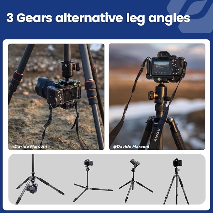 68" Carbon Fiber Tripod – High Durability, Ball Head, Detachable Monopod, 20KG Load, Quick Release Plate, Carry Bag - Fotopro AMZ