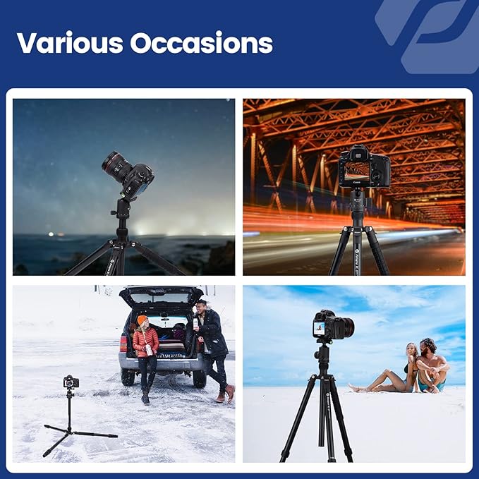 68" Carbon Fiber Tripod – High Durability, Ball Head, Detachable Monopod, 20KG Load, Quick Release Plate, Carry Bag - Fotopro AMZ