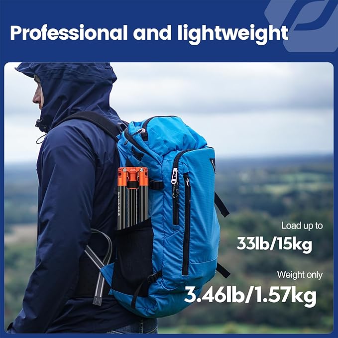 68" DSLR Tripod – Heavy Duty, Ball Head, Detachable Monopod, 12KG Load, Quick Release Plate, Carry Bag (Orange) - Fotopro AMZ