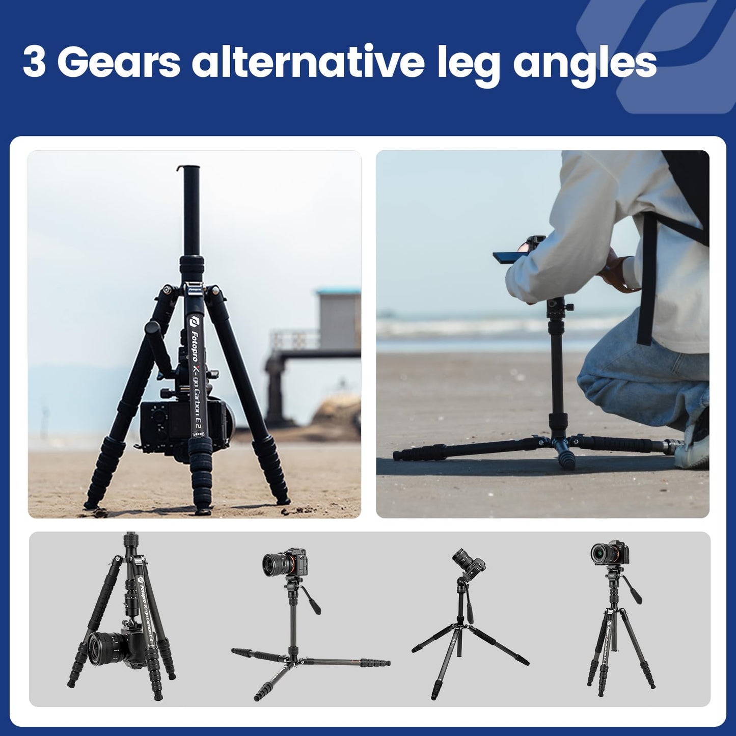 59" Carbon Fiber Video Tripod, With Monopod. X-Go Carbon Video