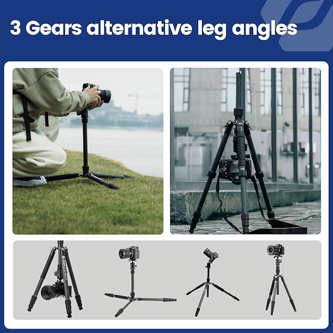 73" Carbon Fiber Tripod – Ball Head, Detachable Monopod, 22lbs Load, Quick Release Plate, Camera Bag - Fotopro AMZ