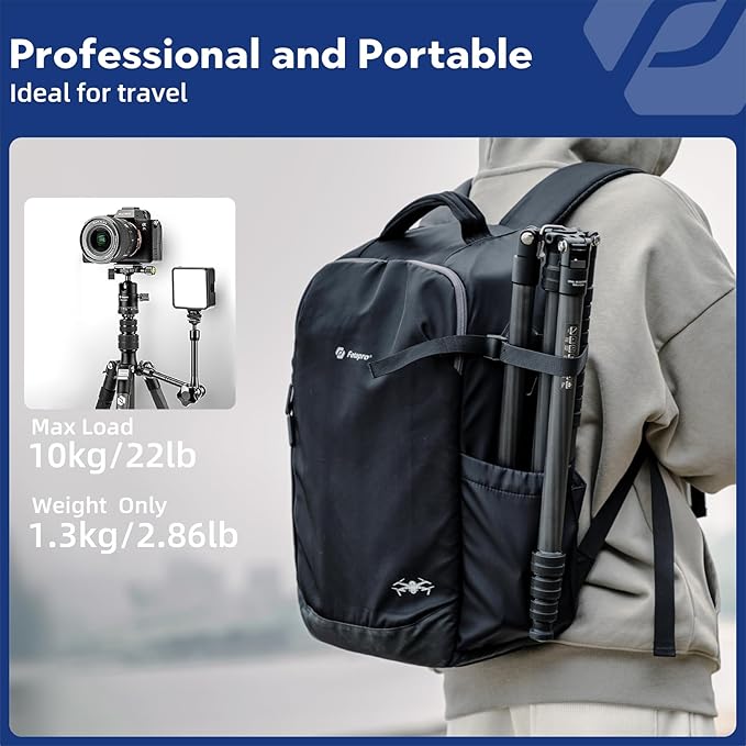 73" Carbon Fiber Tripod – Ball Head, Detachable Monopod, 22lbs Load, Quick Release Plate, Camera Bag - Fotopro AMZ