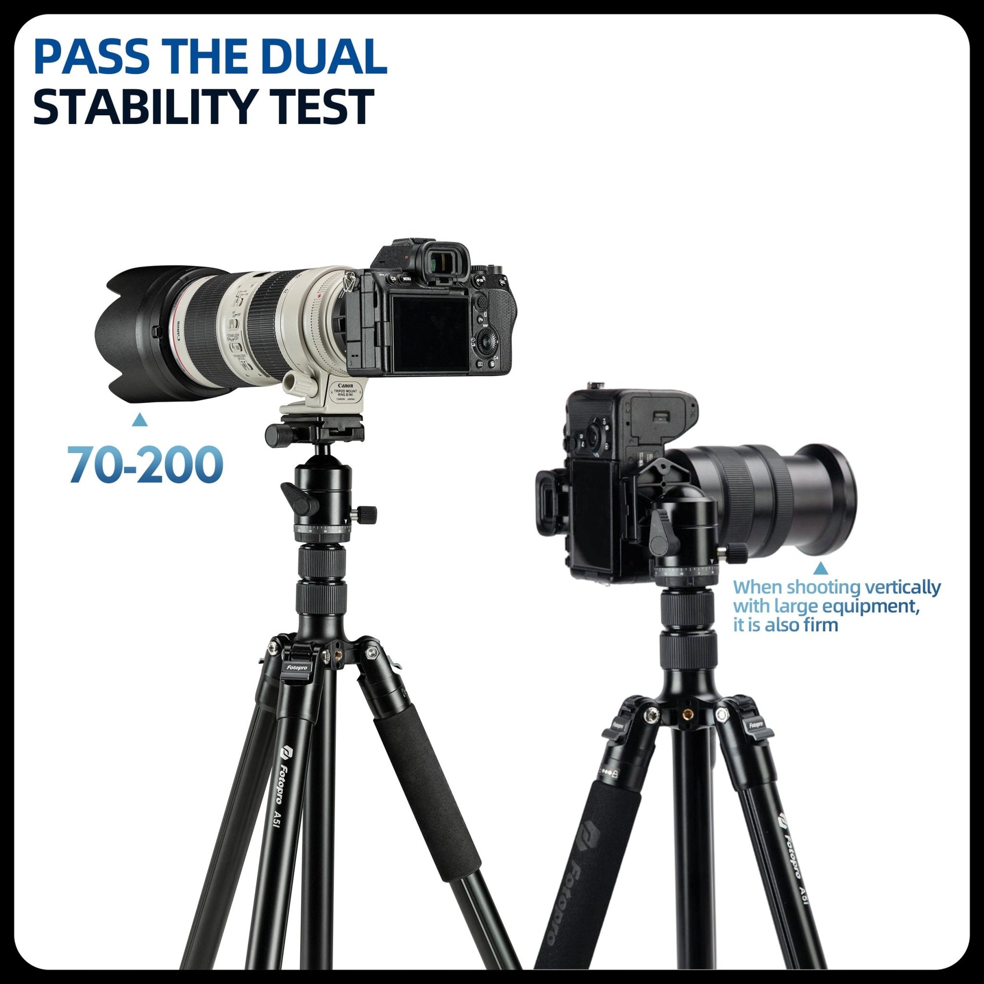 73" Compact Travel Tripod/Monopod, Ball Head. A4I - Fotopro