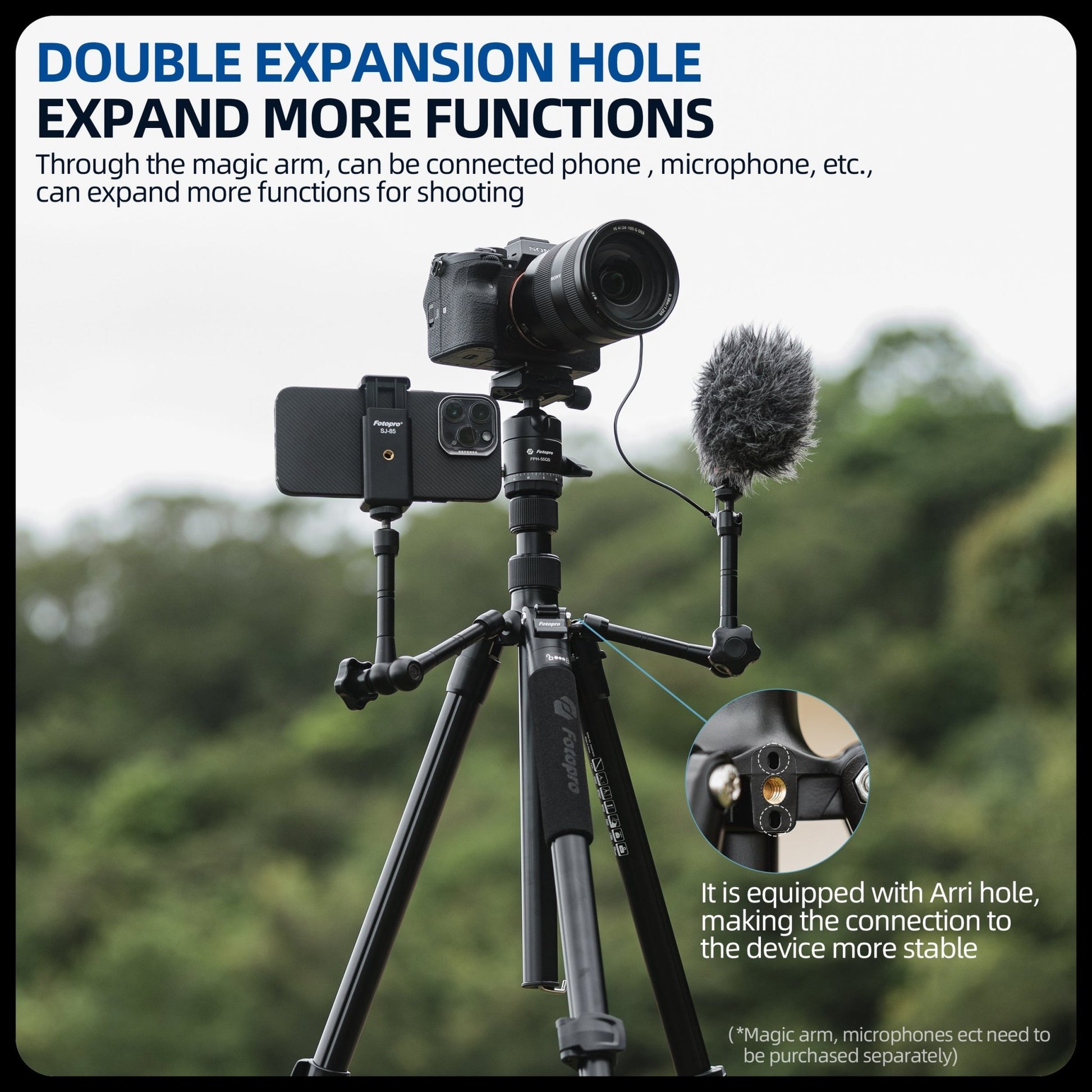 73" Compact Travel Tripod/Monopod, Ball Head. A4I - Fotopro