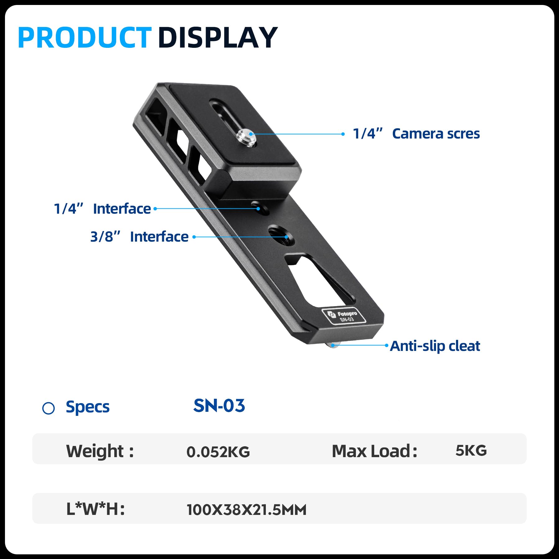 Camera Lens Replacement Foot Plate. SN - 03 - Fotopro