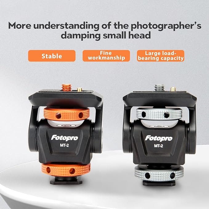 Field Monitor Mount with Cold Shoe – Adjustable 180° Tilt, 360° Swivel for 5/7" Video Monitor (Orange) - Fotopro AMZ