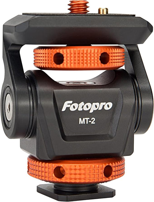 Field Monitor Mount with Cold Shoe – Adjustable 180° Tilt, 360° Swivel for 5/7" Video Monitor (Orange) - Fotopro AMZ