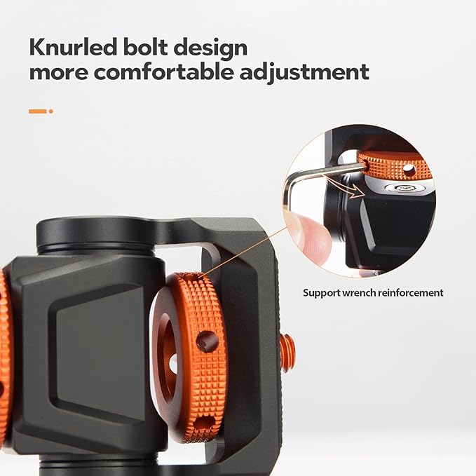 Field Monitor Mount with Cold Shoe – Adjustable 180° Tilt, 360° Swivel for 5/7" Video Monitor (Orange) - Fotopro AMZ