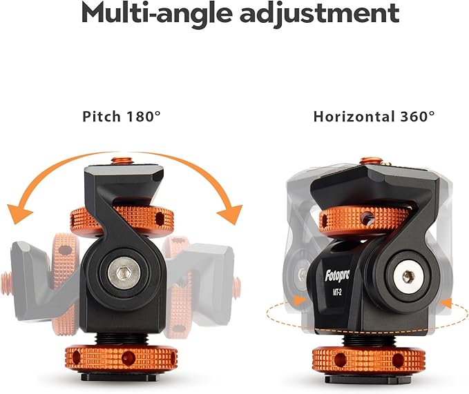 Field Monitor Mount with Cold Shoe – Adjustable 180° Tilt, 360° Swivel for 5/7" Video Monitor (Orange) - Fotopro AMZ