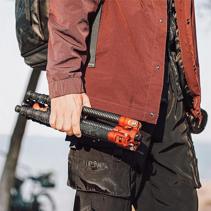 Fotopro 60" Carbon Fiber Tripod, Compact Travel Tripod with Ball Head & Quick Release Plate, Detachable Monopod, Max Load 17.63lbs - Fotopro AMZ