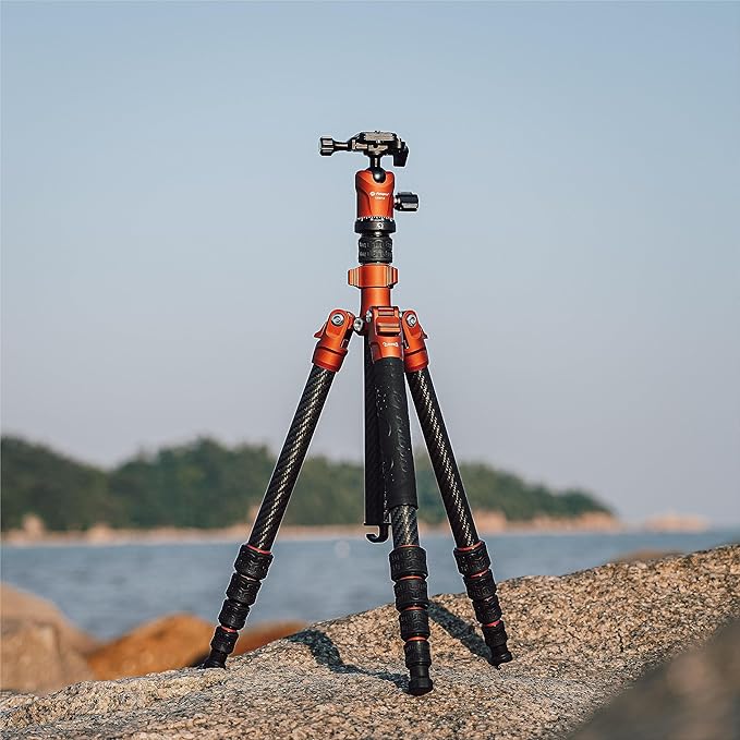 Fotopro 60" Carbon Fiber Tripod, Compact Travel Tripod with Ball Head & Quick Release Plate, Detachable Monopod, Max Load 17.63lbs - Fotopro AMZ