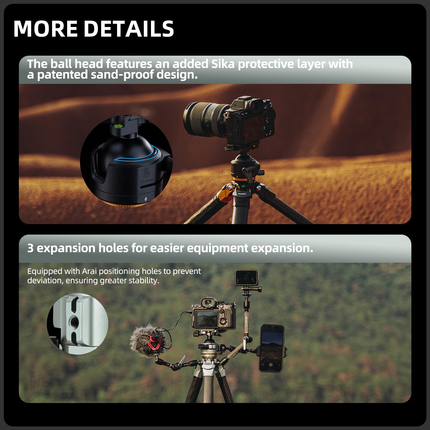 (搜索不到)Fotopro 60'' Professional Heavy Duty Tripod, Profile Legs - Origin - Fotopro AMZ