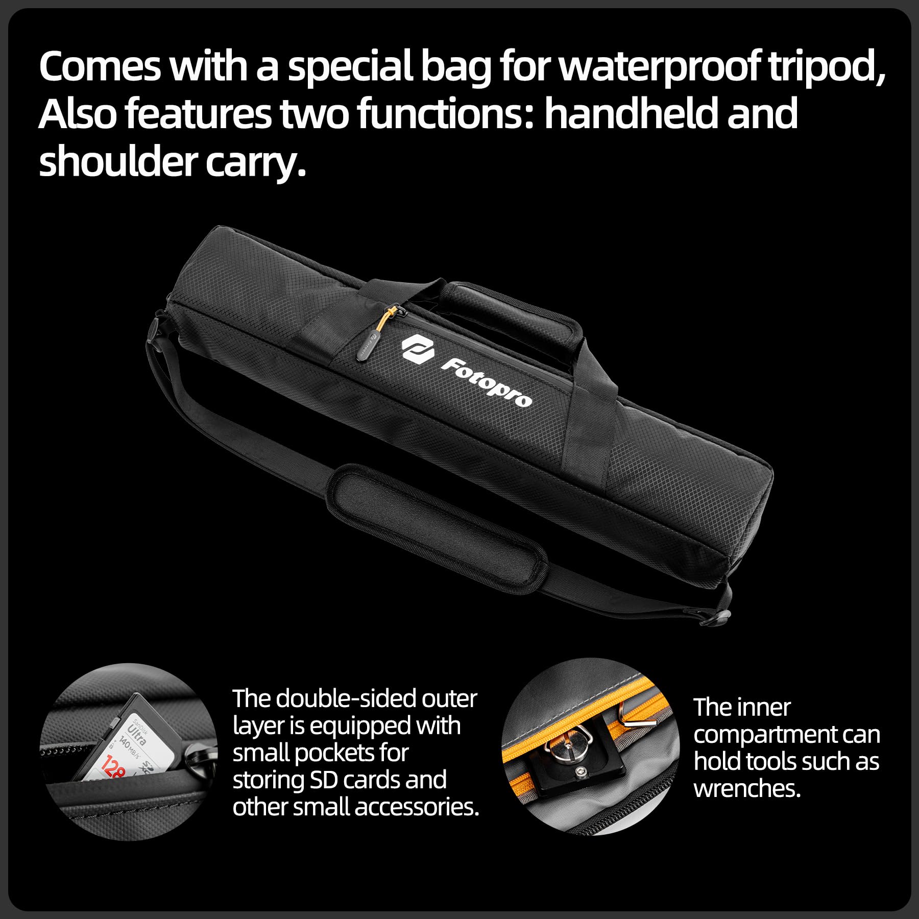 (搜索不到)Fotopro 60'' Professional Heavy Duty Tripod, Profile Legs - Origin - Fotopro AMZ