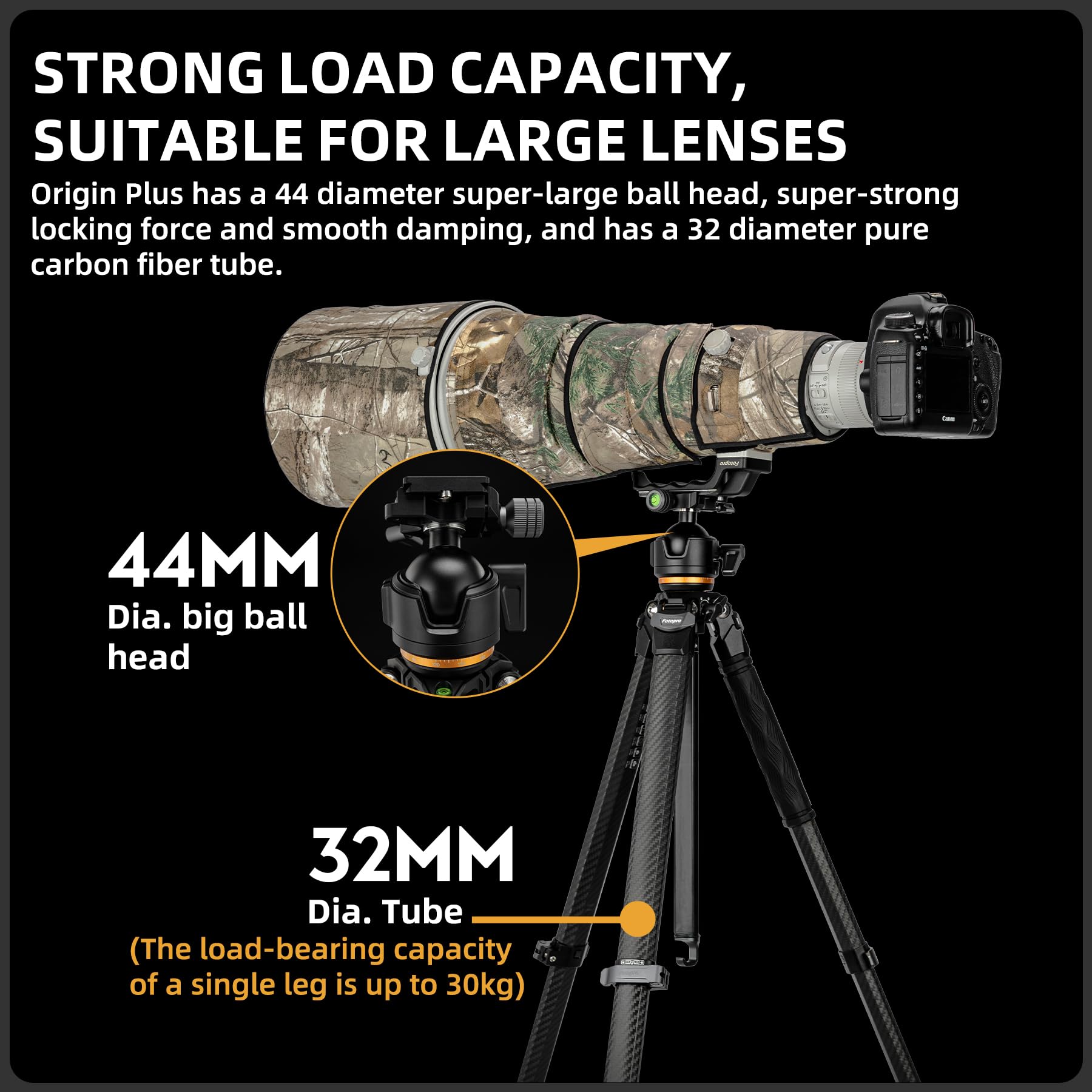 (搜索不到)Fotopro 60'' Professional Heavy Duty Tripod, Profile Legs - Origin - Fotopro AMZ