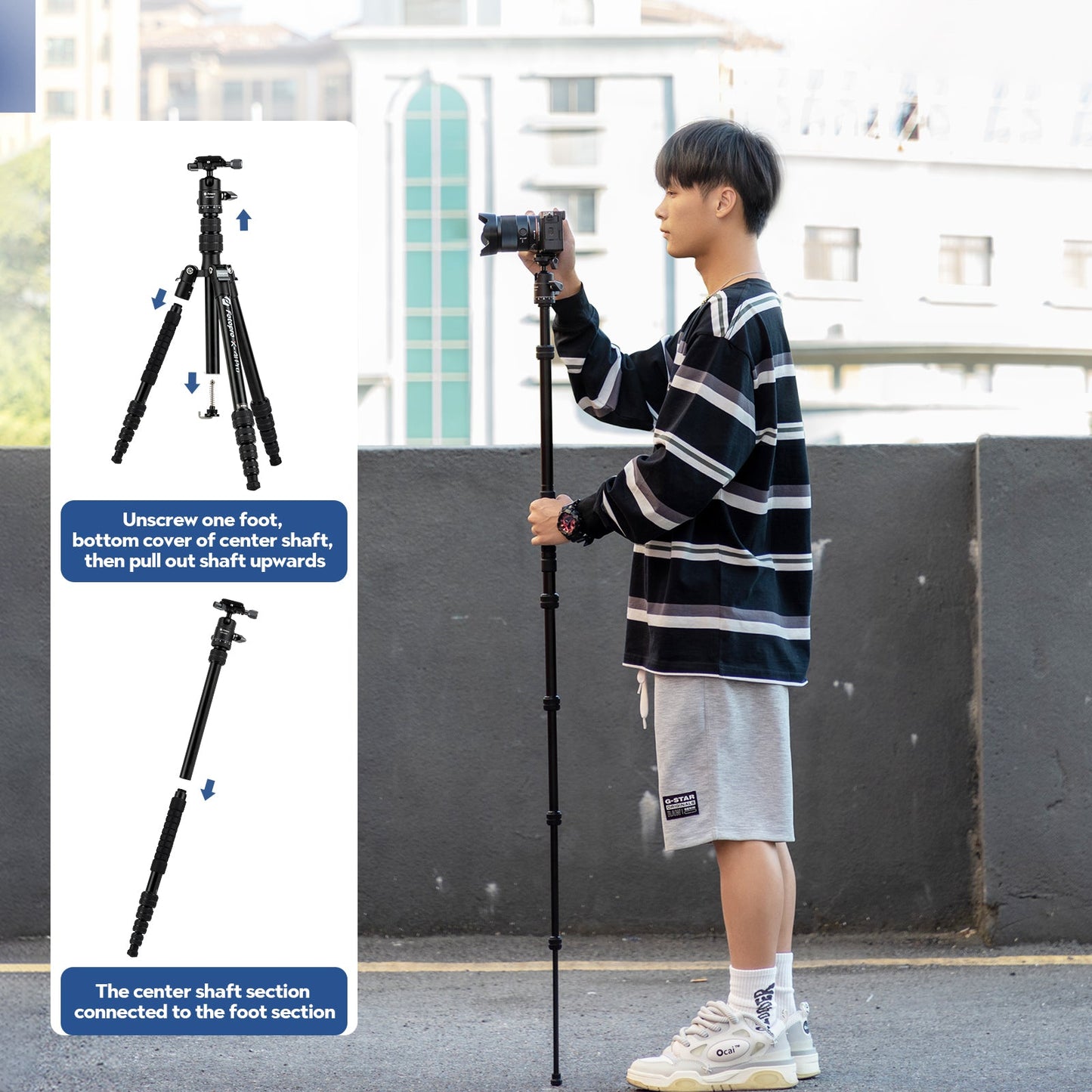 Fotopro 62'' Aluminum Camera Travel Tripod. X - 4I PRO - Fotopro AMZ