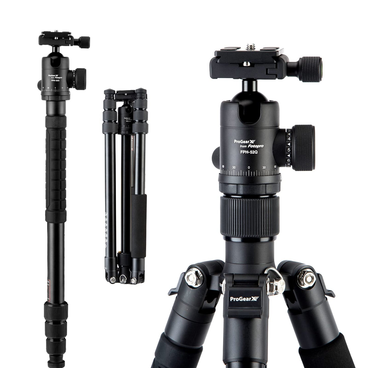 Fotopro 62" Aluminum Tripod, Ball Head - X - Go Chameleon(Grey) - Fotopro AMZ