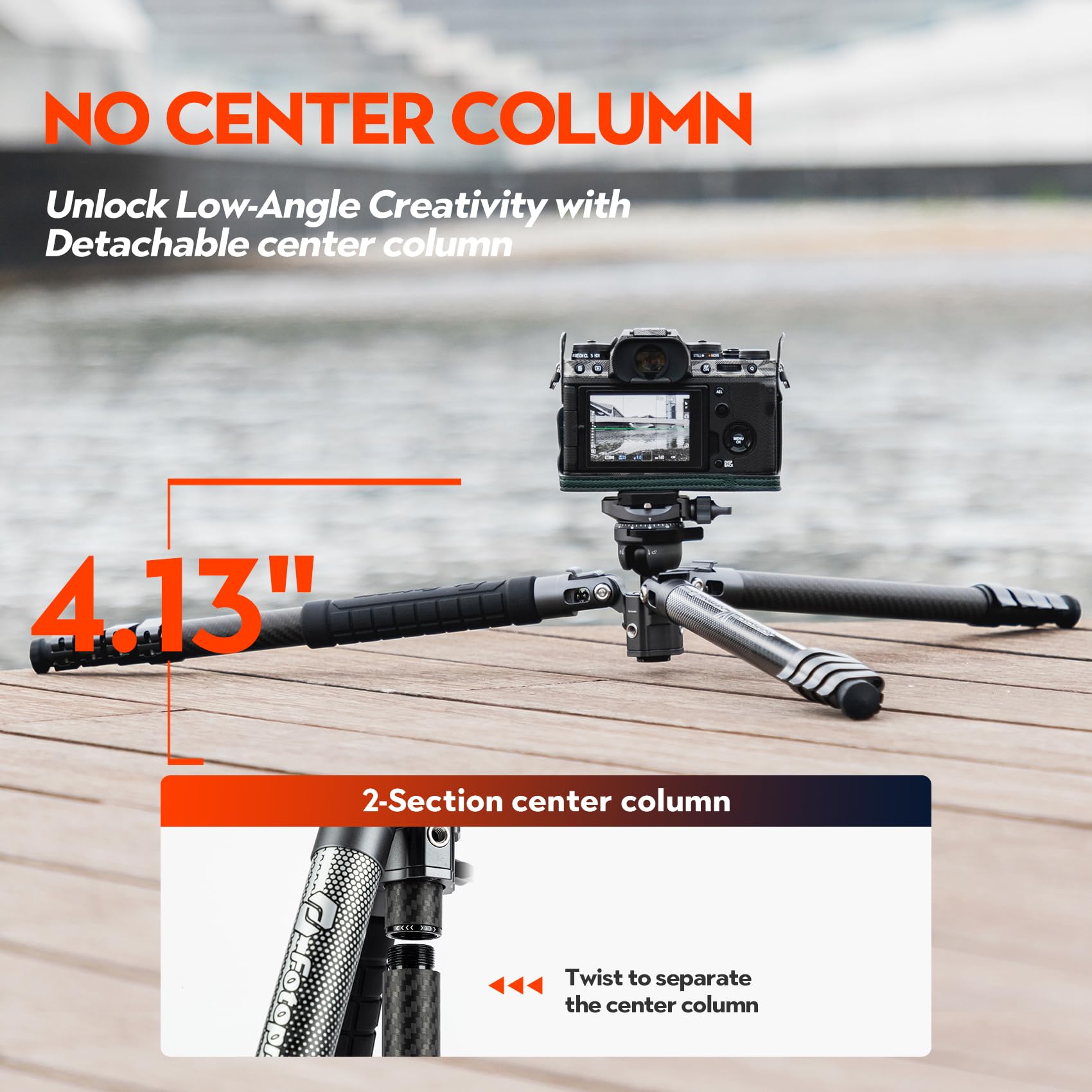 Fotopro 63'' Carbon Fiber Camera Tripod, Ball Head. X - Airfly Grey - Fotopro AMZ