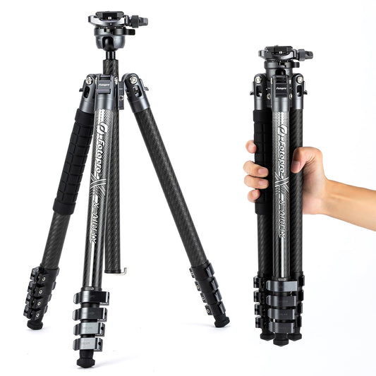 Fotopro 63'' Carbon Fiber Camera Tripod, Ball Head. X - Airfly Grey - Fotopro AMZ