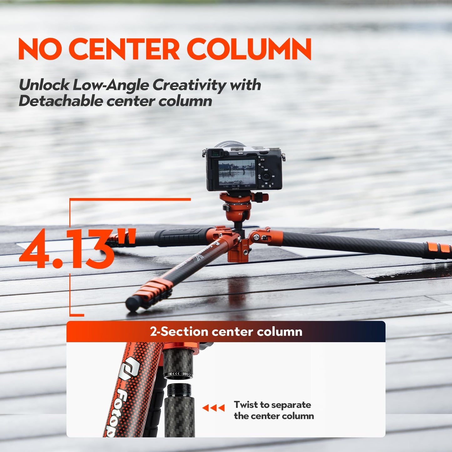Fotopro 63'' Carbon Fiber Camera Tripod, Ball Head. X - Airfly Orange - Fotopro AMZ