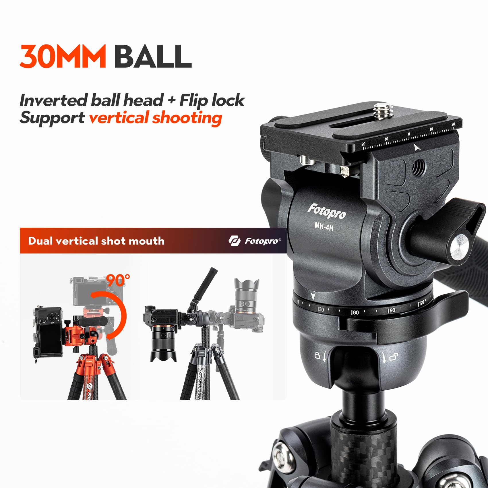 Fotopro 64.5'' Carbon Fiber Camera Tripod, Fluid Head. X - Airfly Video Grey - Fotopro AMZ