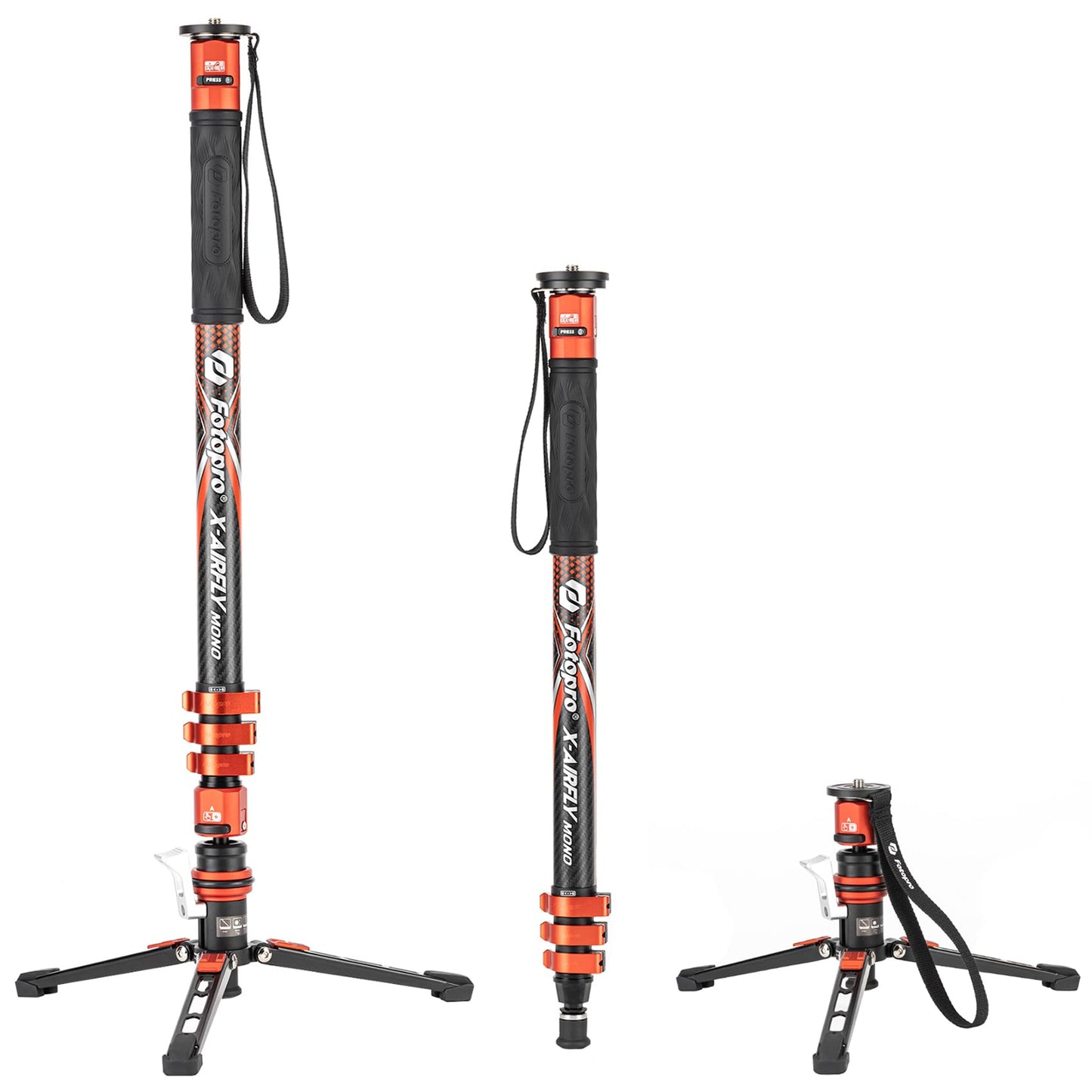 (搜索不到)Fotopro 73" 3 - in - 1 Carbon Fiber Monopod with Pedal, X - Airfly Monopod( Orange ) - Fotopro AMZ