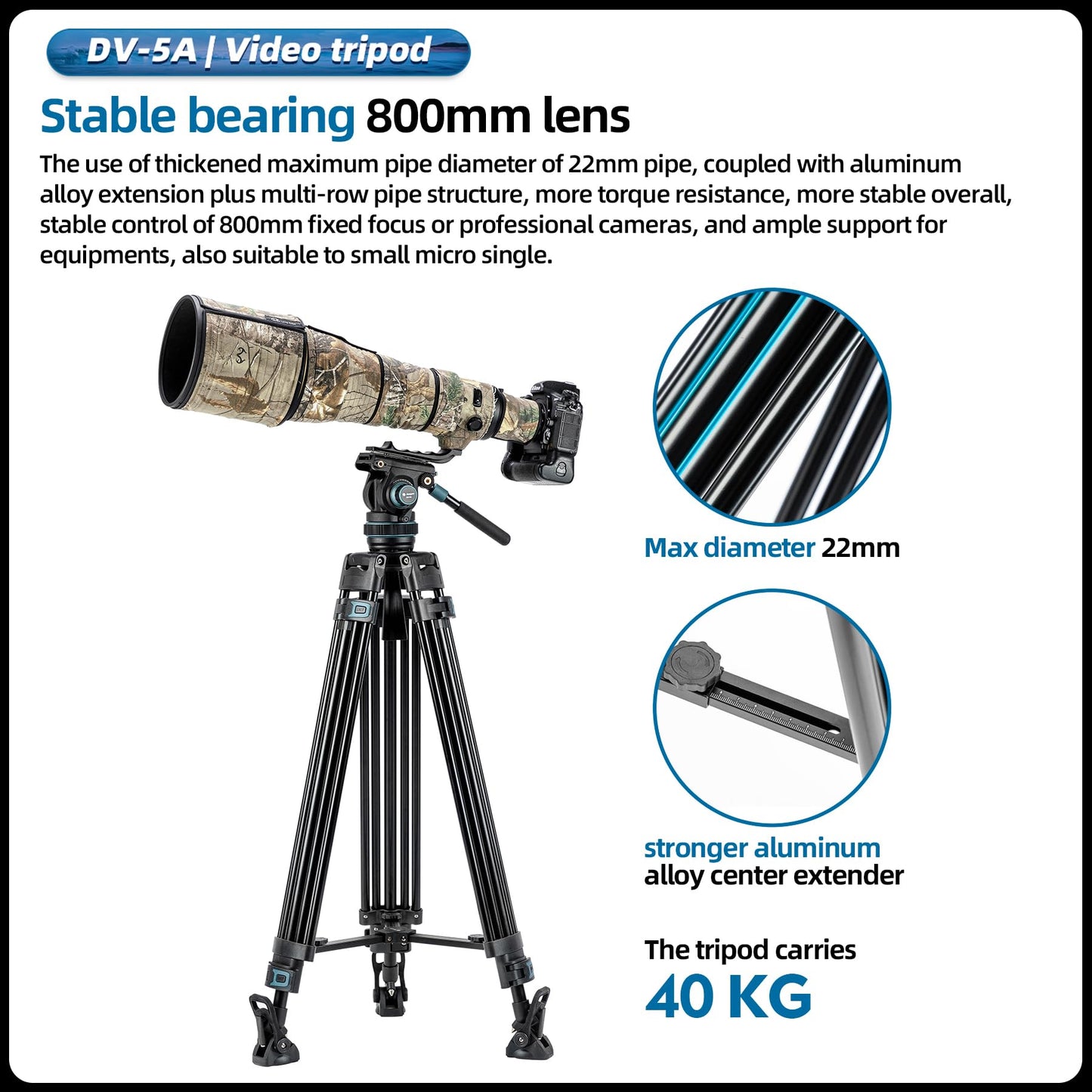 (搜索不到)Fotopro 76" Aluminum Fluid Head Video Tripod. DV - 5 - Fotopro AMZ