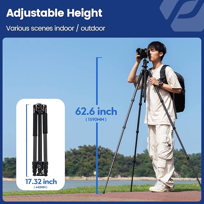 Fotopro Carbon Fiber Horizontal Tripod (62.6 - Inch, 360° Ball Head) - Fotopro AMZ
