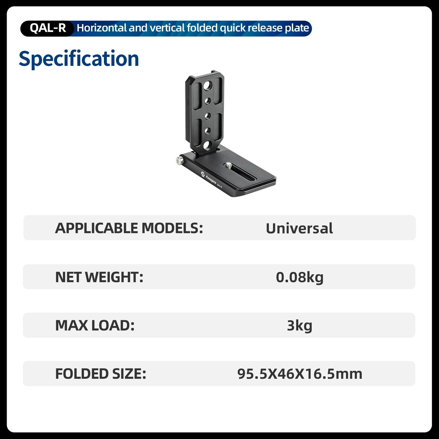 Fotopro DSLR Camera L Bracket Vertical Horizontal Switching Foldable Tripod Quick Release Plate for DSLR Camera Fluid Heads Stabilizer Tripod Monopod QAL - R - Fotopro AMZ
