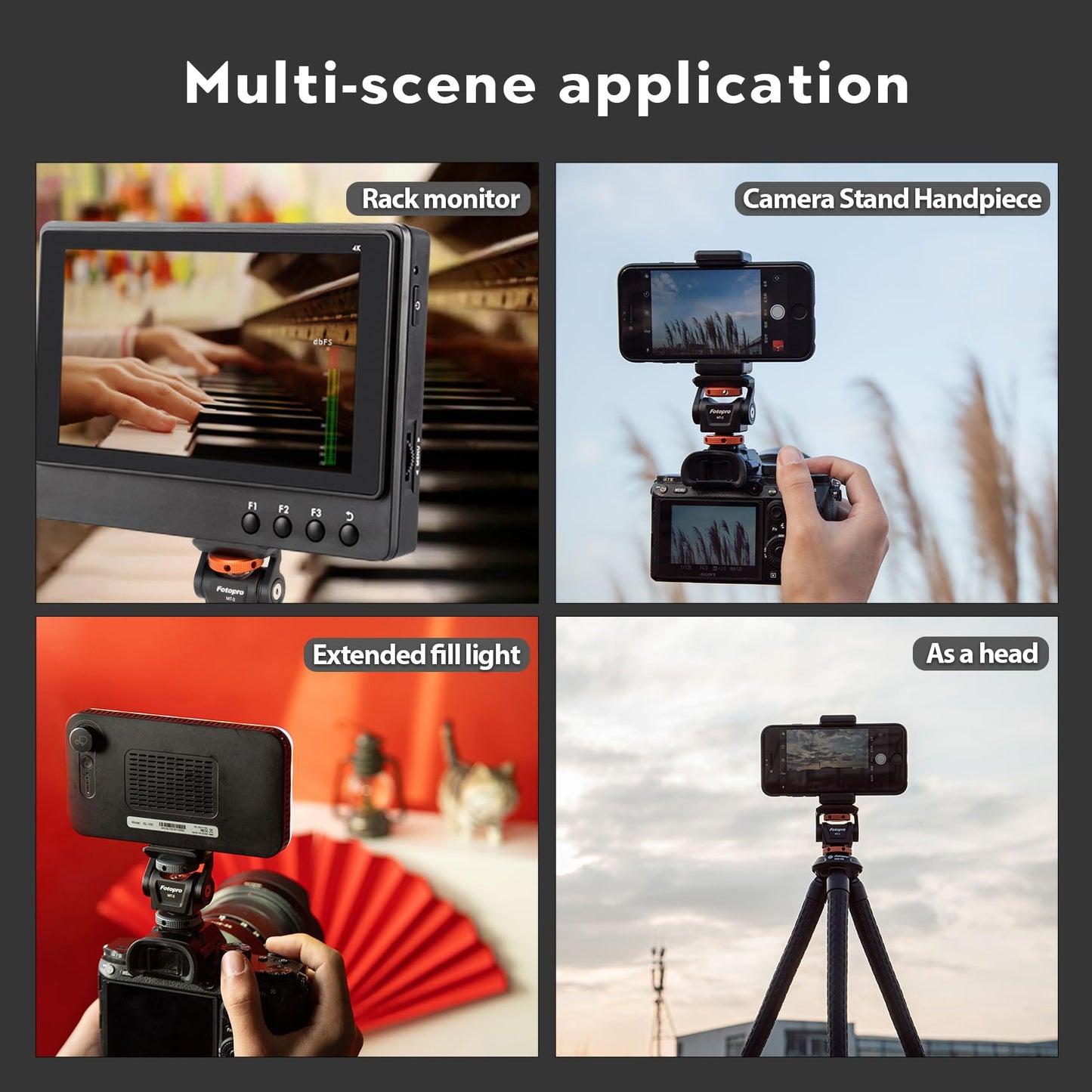 Fotopro Field Monitor Mount with Cold Shoe. MT - 2(Grey) - Fotopro AMZ