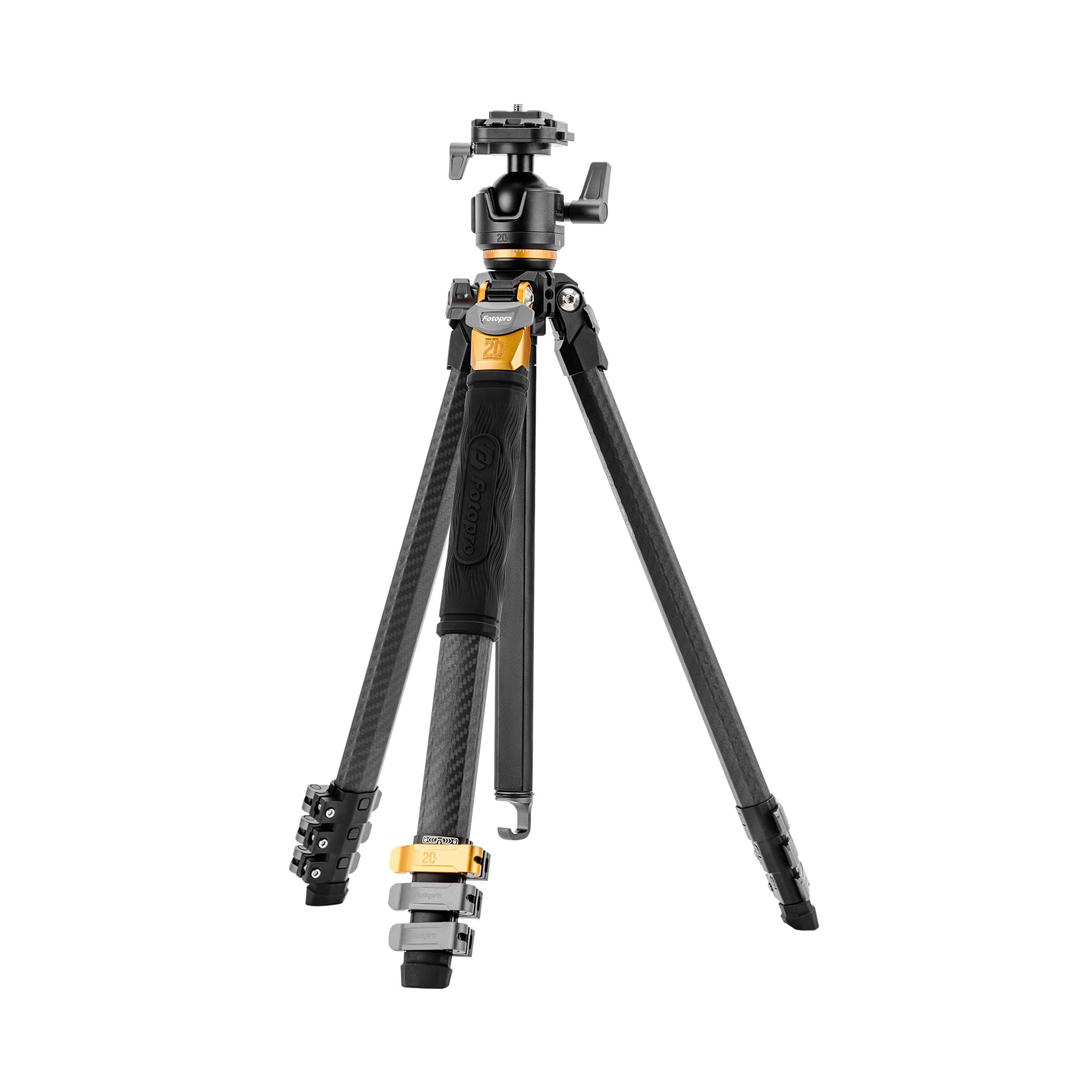 (搜索不到)Fotopro Professional Heavy Duty Tripod, Profile Legs, Load 20kg - Origin Plus (Golden) - Fotopro AMZ