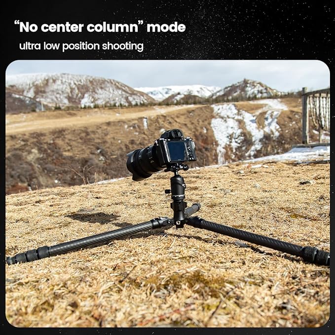 Fotopro Sherpa Plus 64" Carbon Fiber Tripod, 4 - Section Ball Head with Quick Release Plate, Max Load 22lbs, Compatible with DSLR, Camcorder, Black - Fotopro AMZ