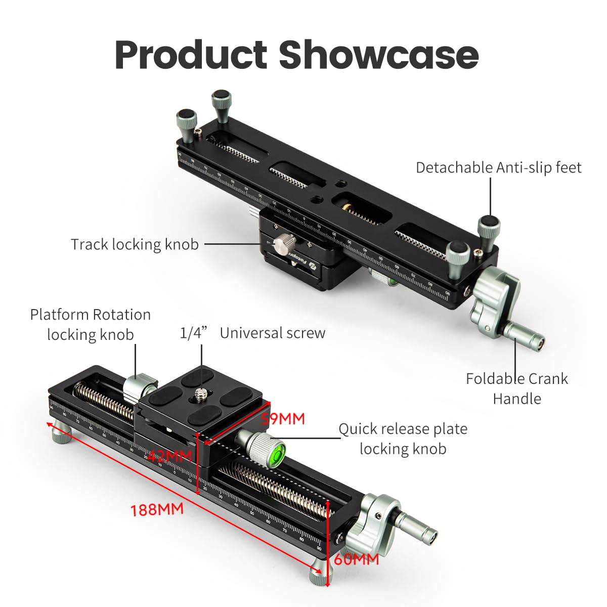 Macro Focusing Rail Rack Slider, FT - 100 Pro - Fotopro