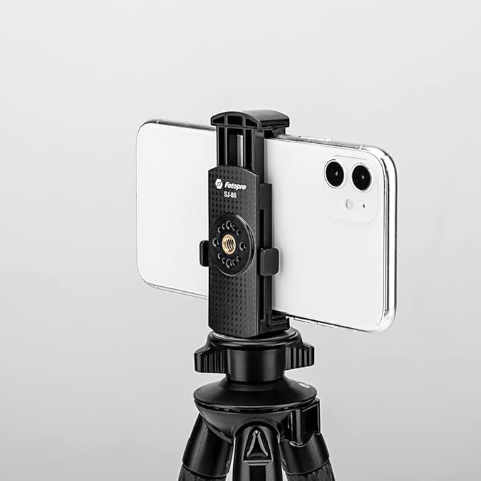 Phone Tripod Mount with 1/4" Screw – Black Universal Adapter for Monopod, Selfie Stick, Tripod, Vlogging - Fotopro AMZ