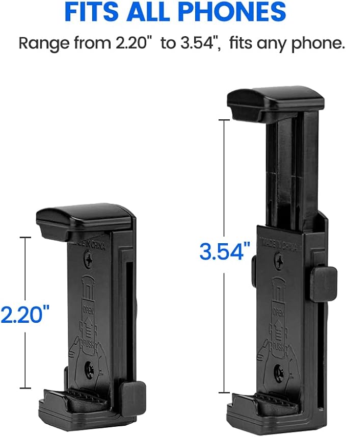 Phone Tripod Mount with 1/4" Screw – Black Universal Adapter for Monopod, Selfie Stick, Tripod, Vlogging - Fotopro AMZ