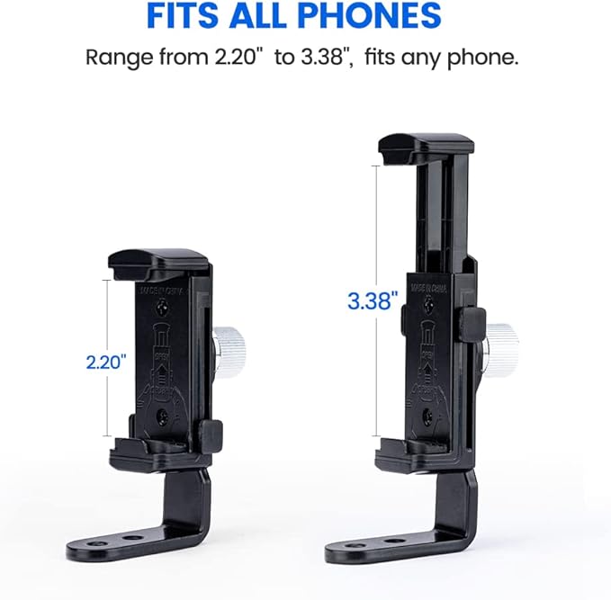 Phone Tripod Mount with 1/4" Screw – Universal Adapter for Monopod, Selfie Stick, Tripod, Vlogging - Fotopro AMZ