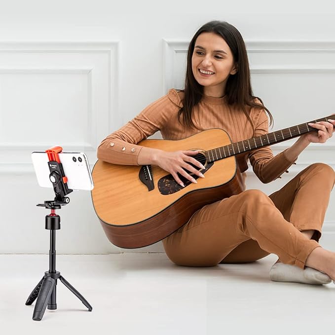 Phone Tripod Mount with 1/4" Screw – Universal Clip for Monopod, Selfie Stick, Tripod, Vlogging - Fotopro AMZ