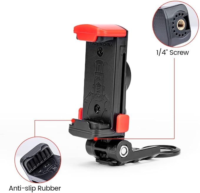 Phone Tripod Mount with 1/4" Screw – Universal Clip for Monopod, Selfie Stick, Tripod, Vlogging - Fotopro AMZ
