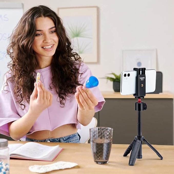 Phone Tripod Mount with 1/4" Screw – Universal Holder Adapter for Monopod, Selfie Stick, Tripod, Vlogging - Fotopro AMZ