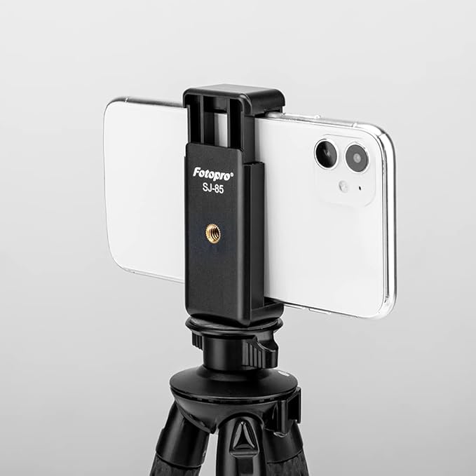 Phone Tripod Mount with 1/4" Screw – Universal Holder Adapter for Monopod, Selfie Stick, Tripod, Vlogging - Fotopro AMZ