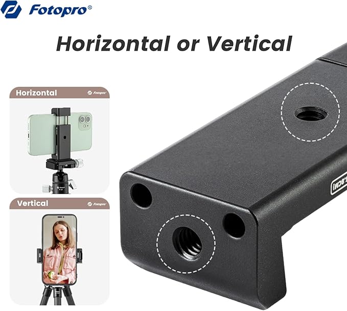 Phone Tripod Mount with Cold Shoe – Adjustable Holder for Monopod, Selfie Stick, Tripod, Vlogging - Fotopro AMZ