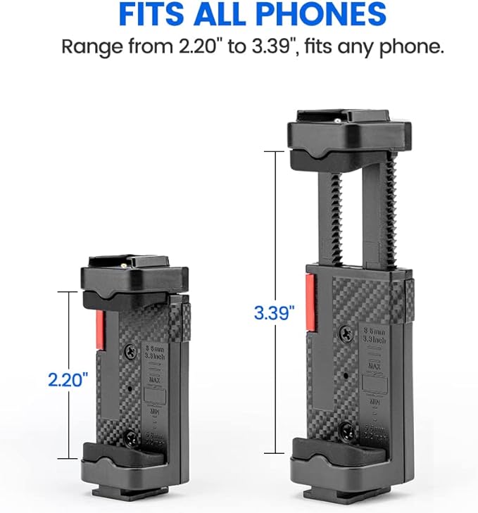 Phone Tripod Mount with Cold Shoe – Adjustable Universal Holder for Monopod, Selfie Stick, Tripod, Vlogging - Fotopro AMZ