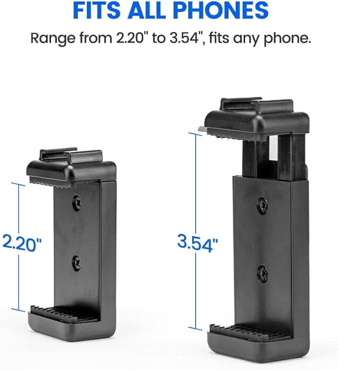 Phone Tripod Mount with Cold Shoe – Universal Cell Phone Holder for Monopod, Selfie Stick, Tripod, Vlogging - Fotopro AMZ