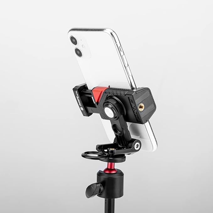 Phone Tripod Mount with Cold Shoe – Universal Clip for Monopod, Selfie Stick, Desktop Tripod, Vlogging - Fotopro AMZ